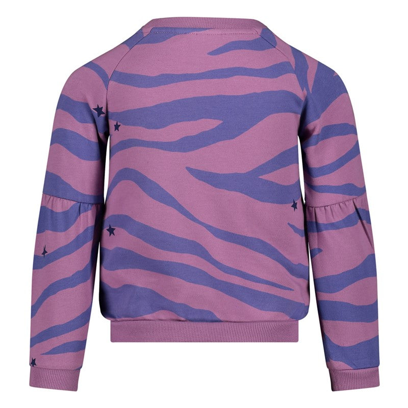 Schöner Sweater in verschiedenen Lila Tönen mit wildem Muster und Sternen