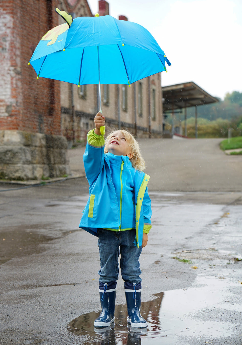 Toller Regenschirm mit dem süßen grünen Krokodil mit 3D Augen