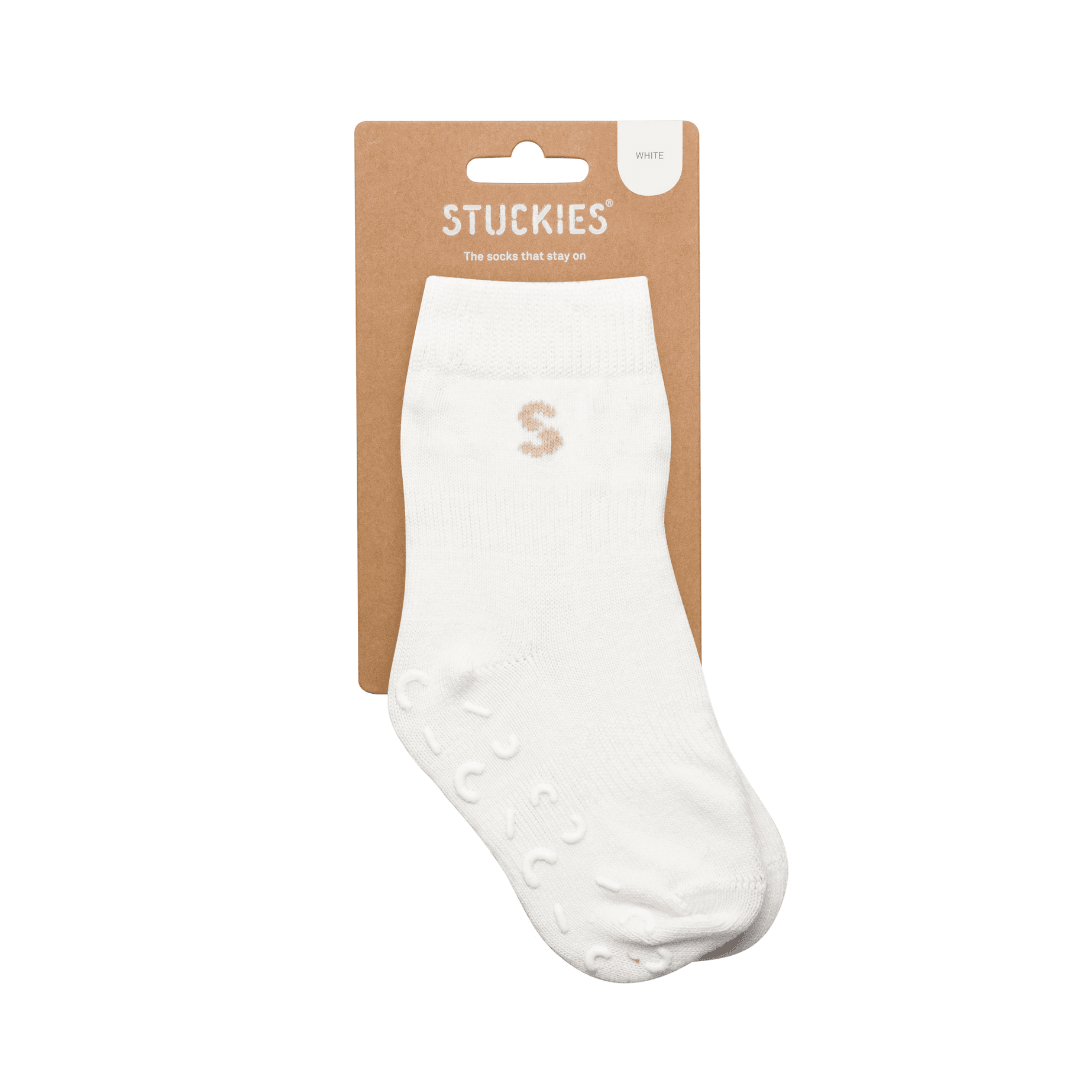 Tolle Socken die nicht rutschen und am Fuß bleiben in weiß