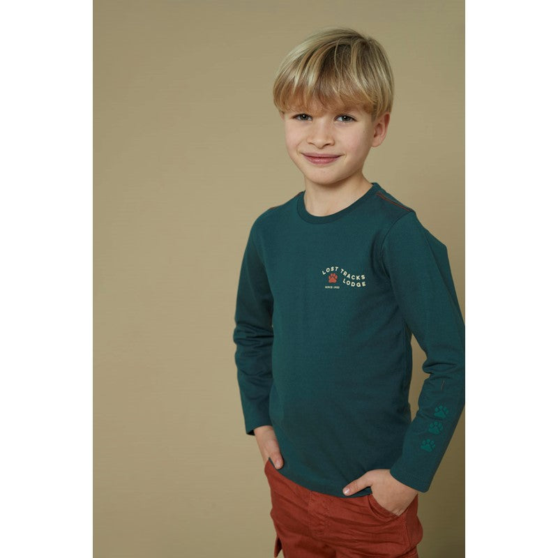 Hochwertiges Longsleeve aus Bio-Baumwolle in Petrol mit tollen Details