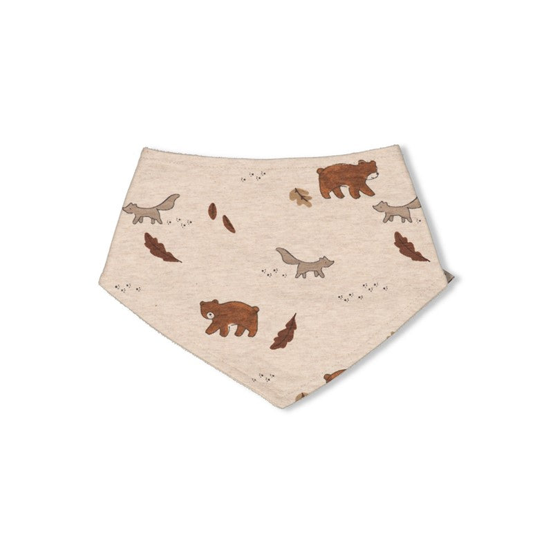 Süßes Halstuch mit Bären und Füchsen in Taupe Melange