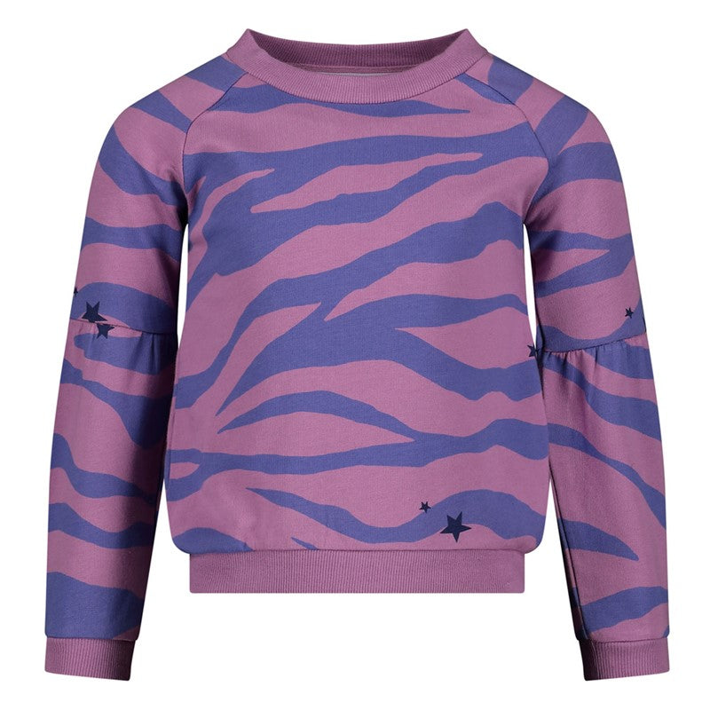 Schöner Sweater in verschiedenen Lila Tönen mit wildem Muster und Sternen