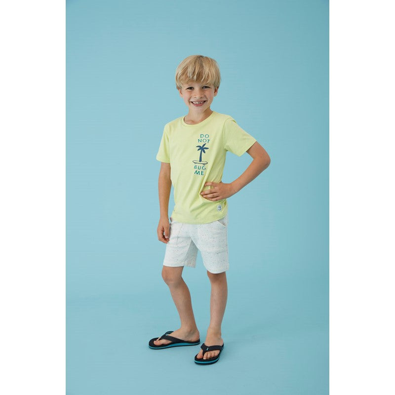 Hochwertiges T-Shirt aus Bio-Baumwolle in gelb mit Palme und Skateboard