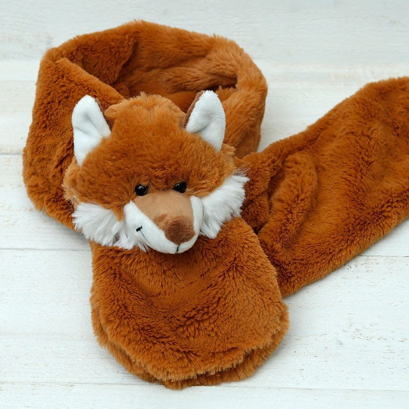 Flauschiger Steck-Schal mit niedlichem Fuchs Kopf in braun