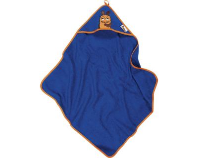 Kuscheliges Kapuzenbadetuch in marineblau mit der Maus aus "Die Sendung mit der Maus" darauf