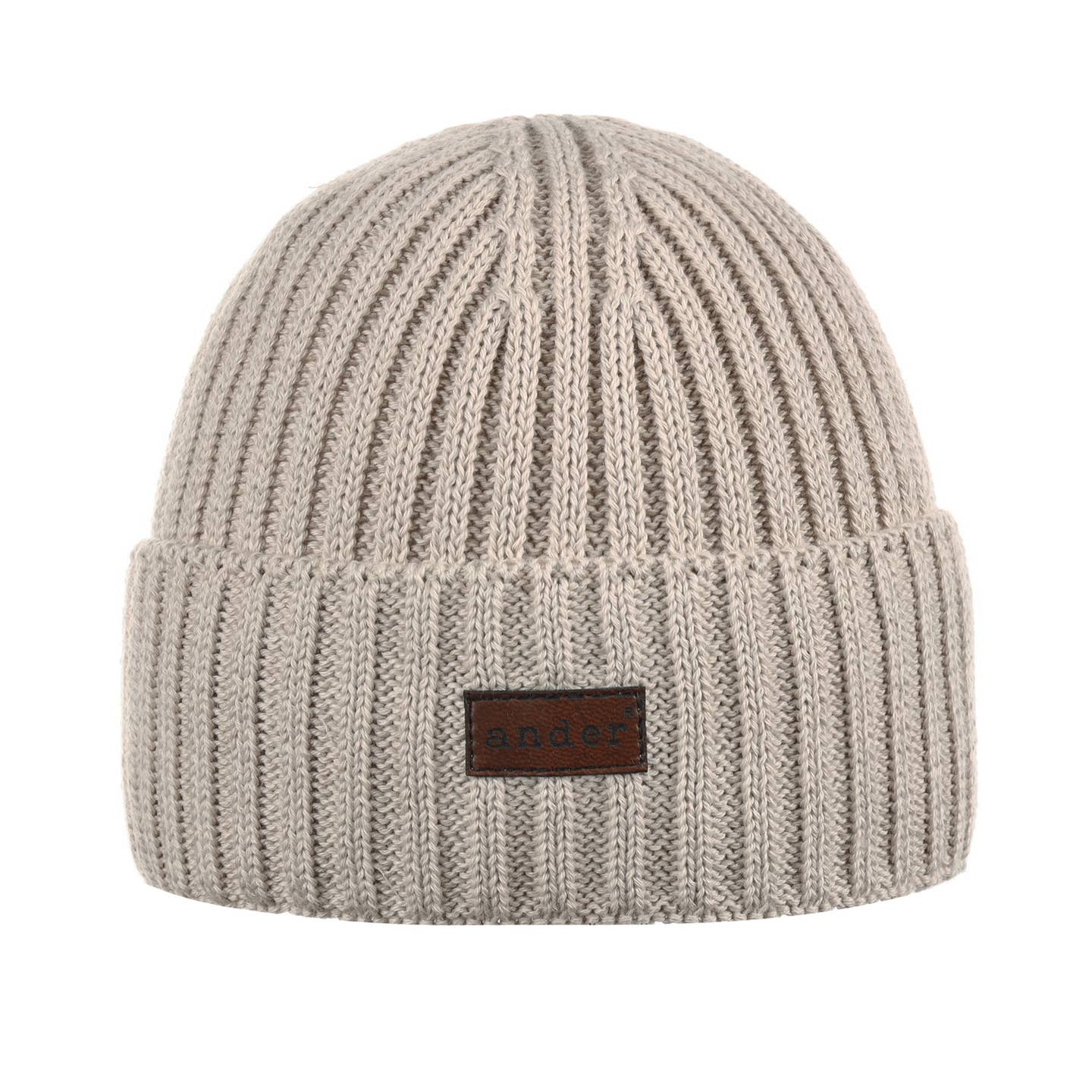 Modische Beanie Mütze aus recycelter Baumwolle in beige