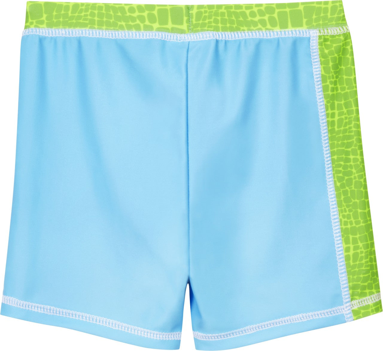 Badeshort in grün und blau mit coolem Dino und UV-Schutz