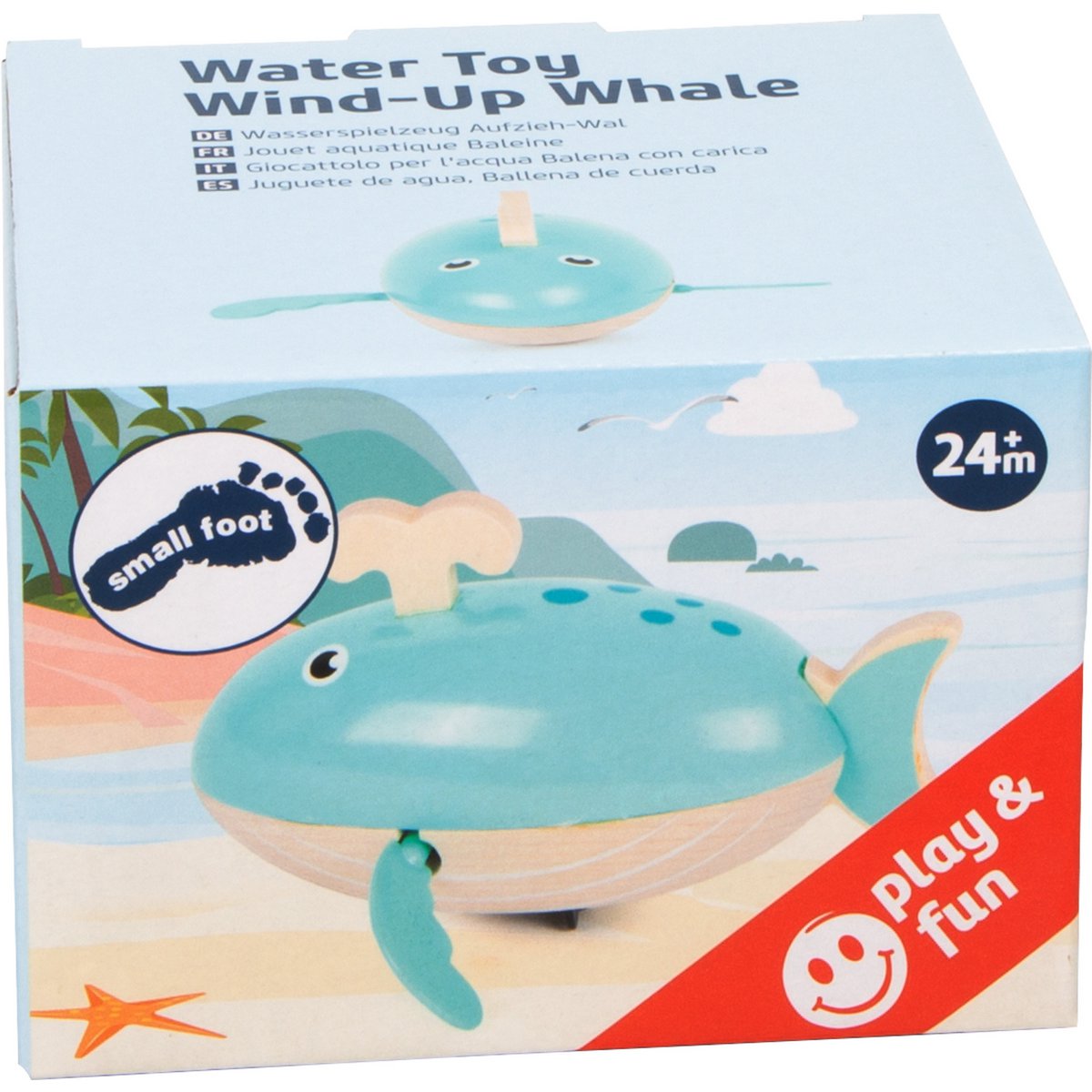 Wasserspielzeug Wal aus Holz zum Aufziehen