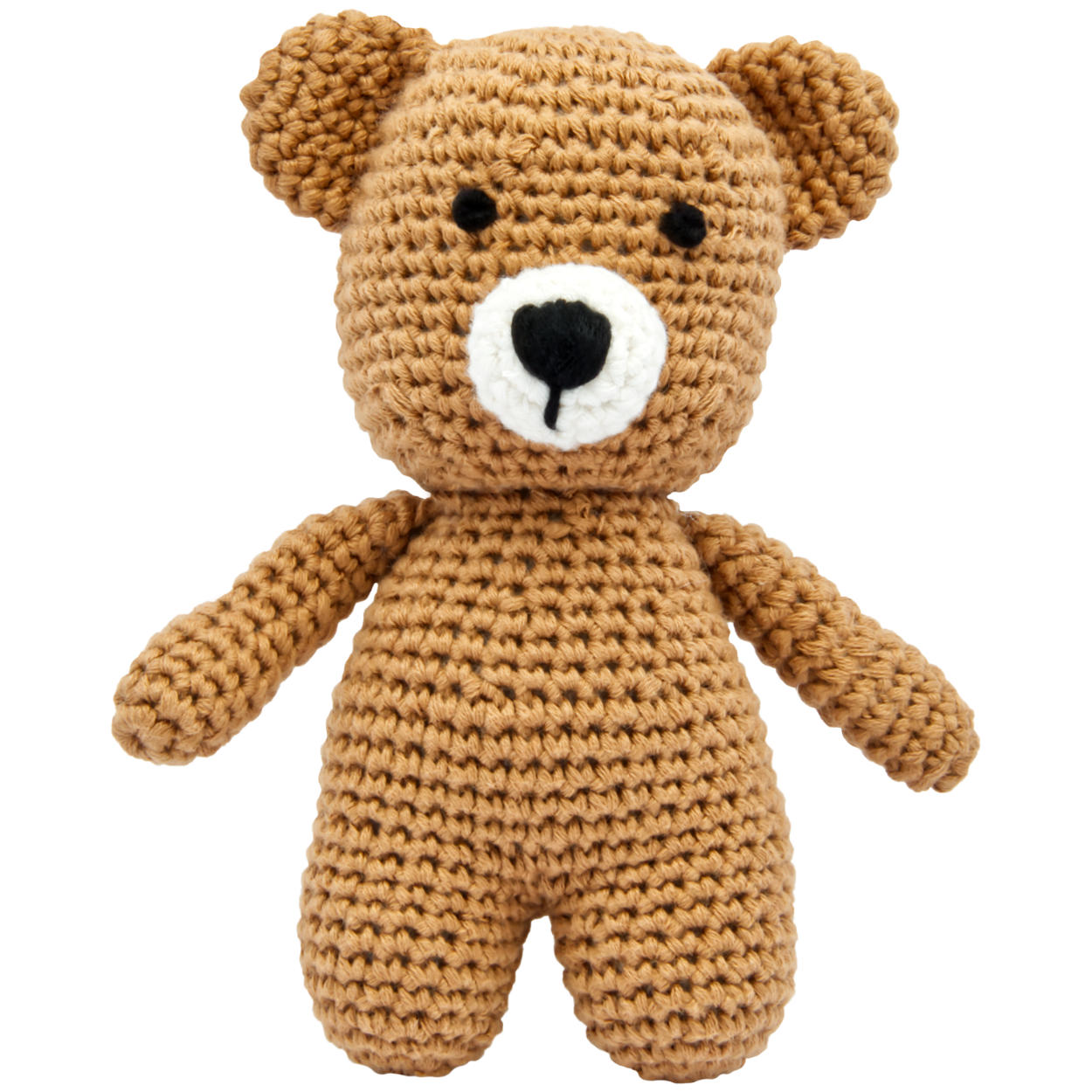 Süßer kleiner  gestrickter Bär in braun zum Liebhaben und Knuddeln.