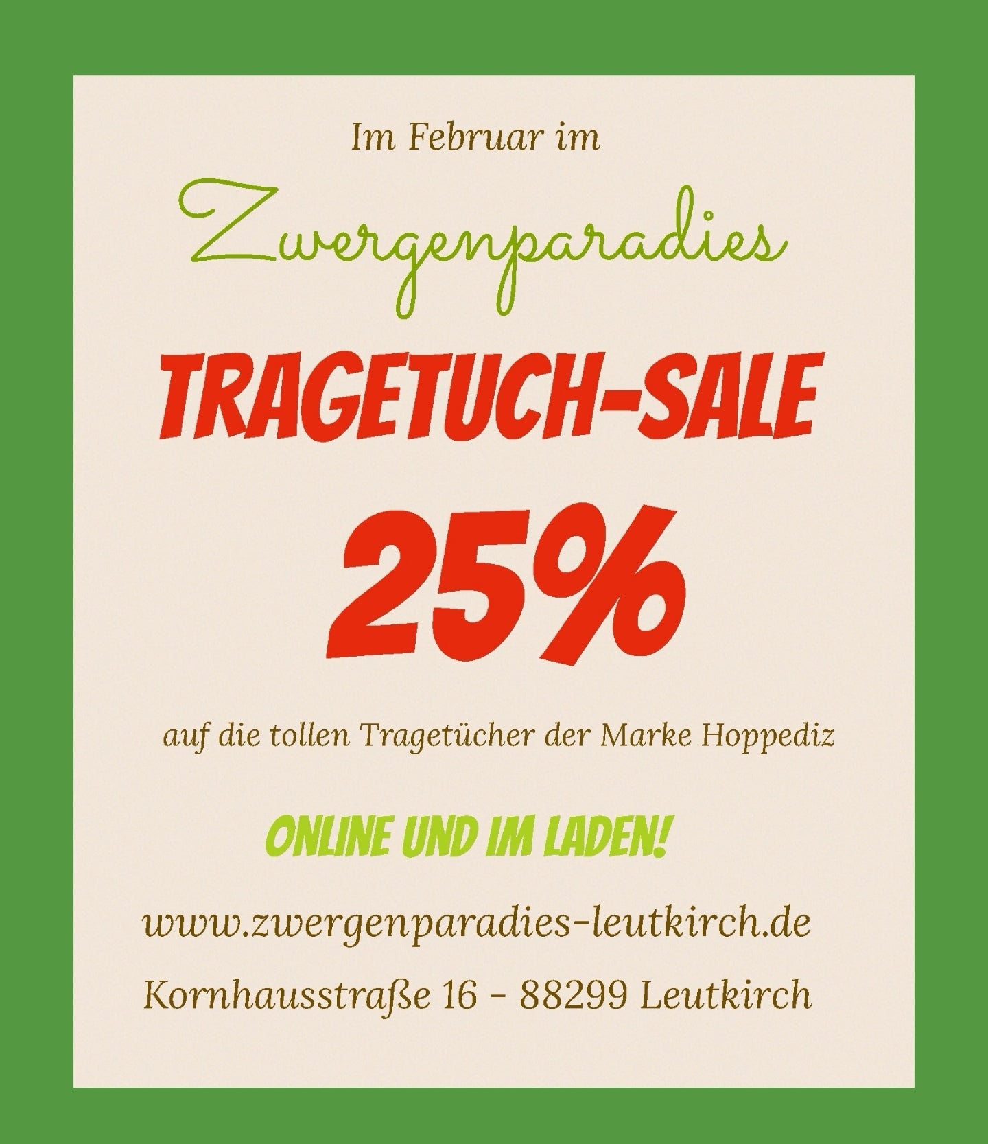 Unser Sale im Februar: 25% Rabatt auf alle Tragetücher von Hoppediz - Online und im Laden