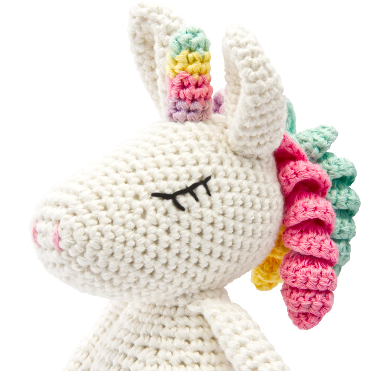 Süßes Einhorn mit bunten Locken, von Hand gehäkelt, perfektes Geschenk für kleine und grosse Mädchen 
