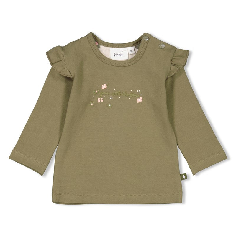 Feetje - Longsleeve "Grow with the flow" in olive