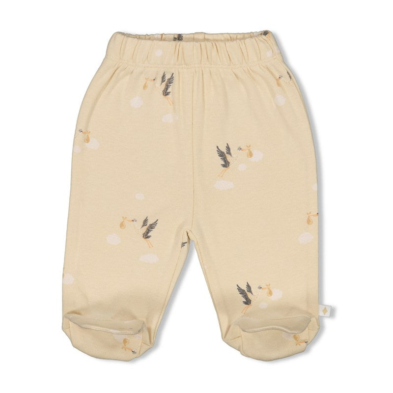 Süße Baby-Hose mit Fuß in Creme mit All-Over-Print Störche