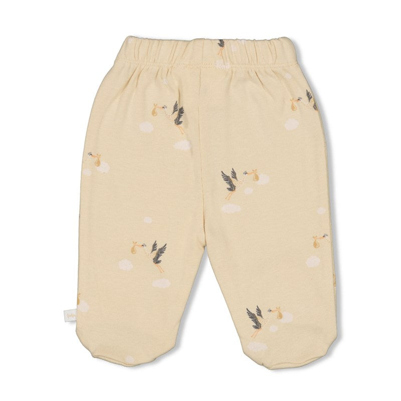 Süße Baby-Hose mit Fuß in Creme mit All-Over-Print Störche