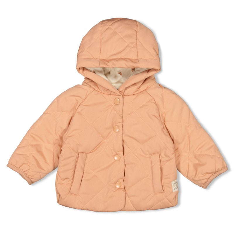 Warme wattierte Jacke mit Kapuze in Terra Pink