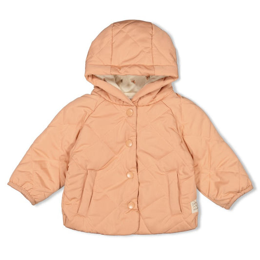 Warme wattierte Jacke mit Kapuze in Terra Pink