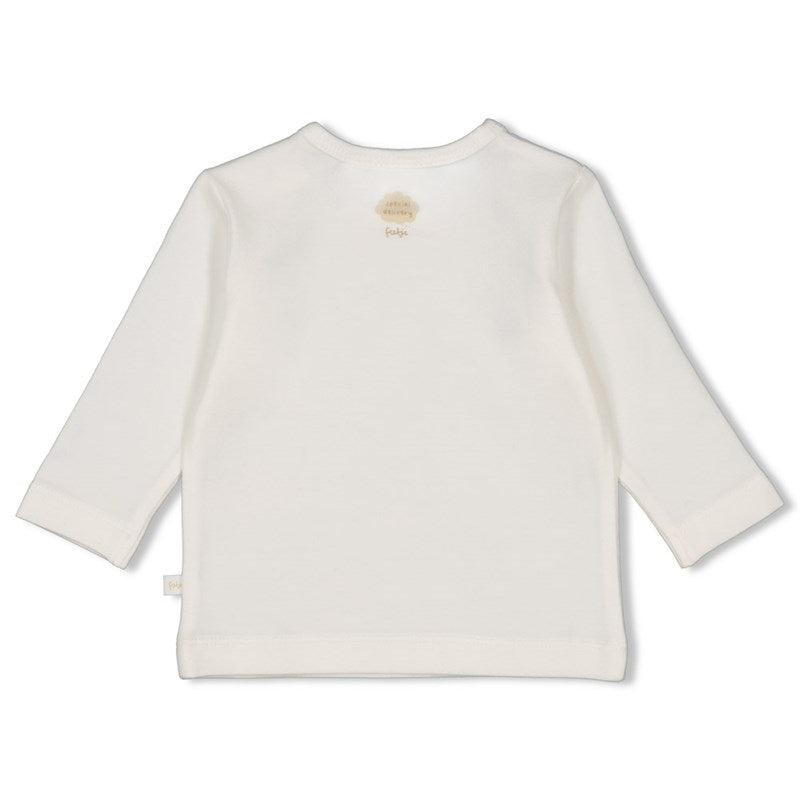 Hochwertiges Baby-Longsleeve mit Storch in offwhite