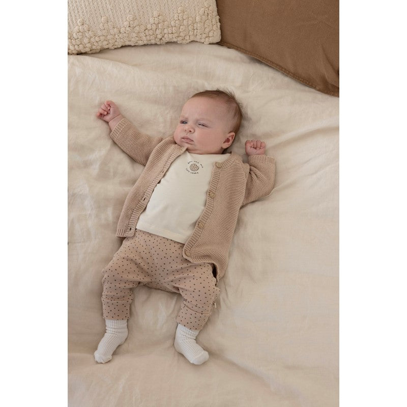 Süße Strickjacke in Sand Melange aus weicher Baumwolle