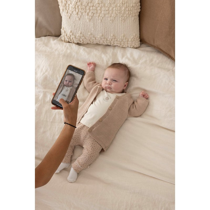 Süße Strickjacke in Sand Melange aus weicher Baumwolle