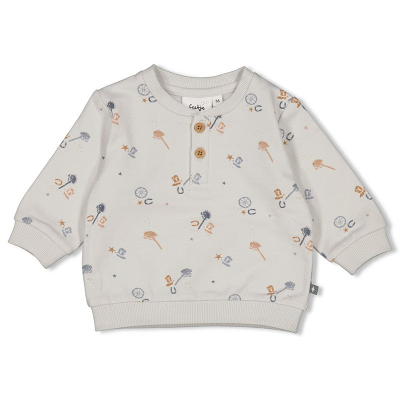 Weicher Sweater in hellem Blau mit Steckenpferden von Feetje 