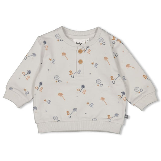 Weicher Sweater in hellem Blau mit Steckenpferden von Feetje 