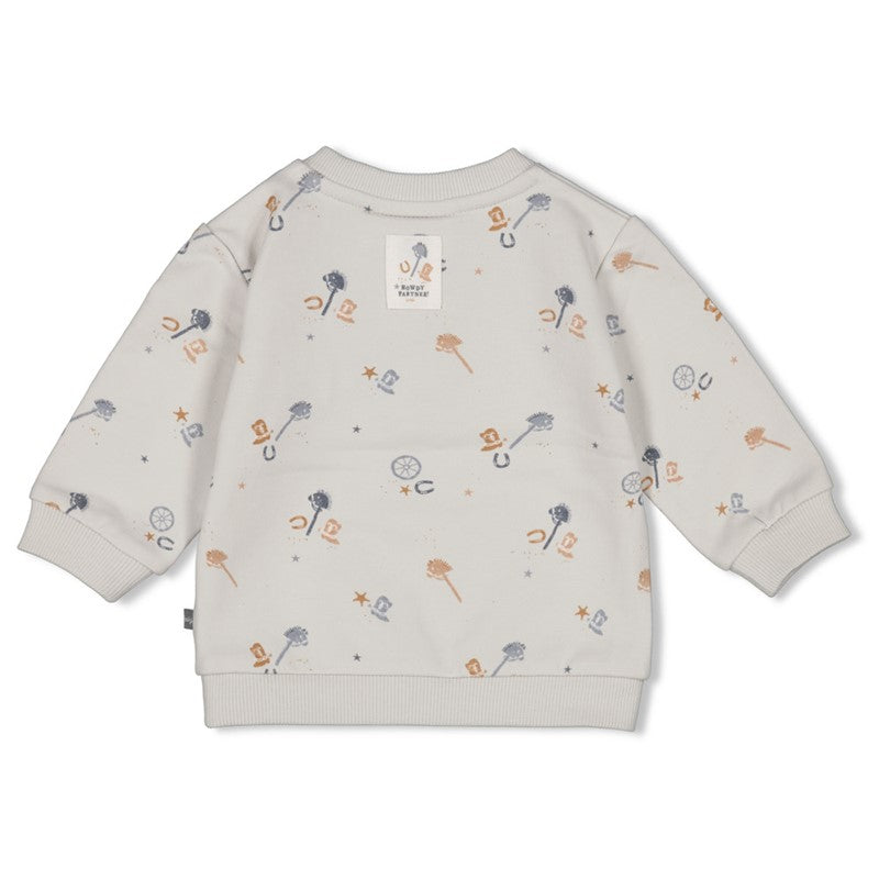 Weicher Sweater in hellem Blau mit Steckenpferden von Feetje 