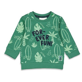 Cooles Shirt in grün mit Surfbrettern und Palmen von Feetje 