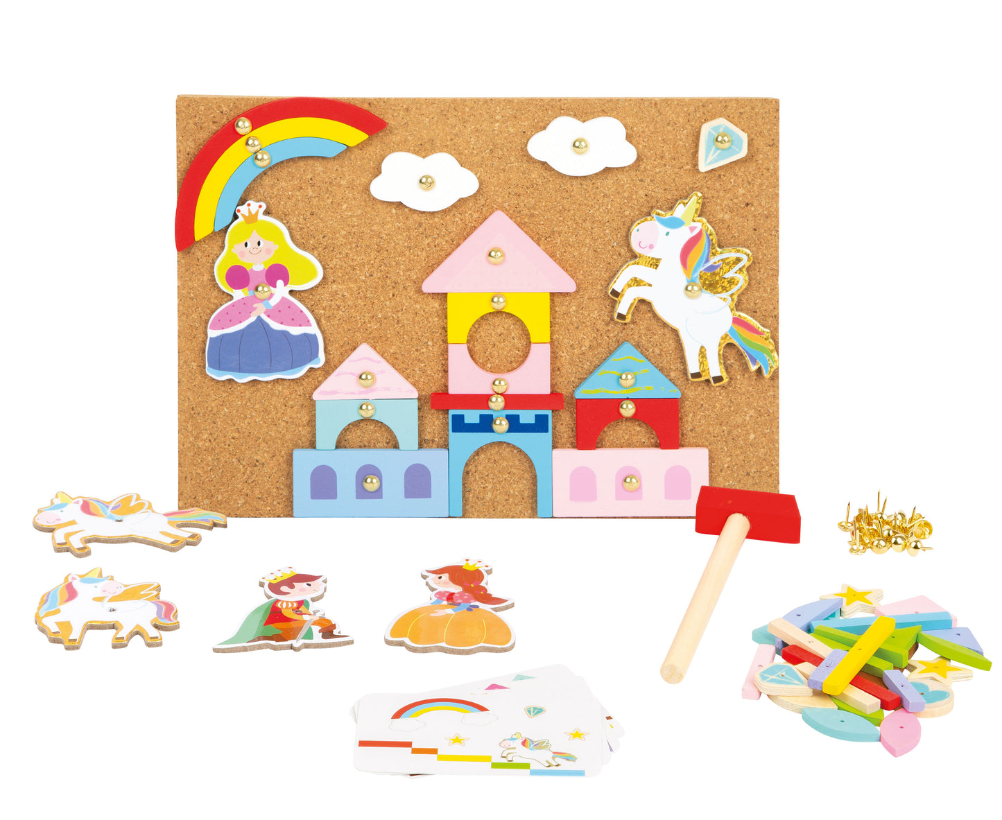 Kreatives Spielen und Gestalten ist ganz einfach mit dem tollen Hämmerchenspiel mot Einhorn, Prinzessin und co. 