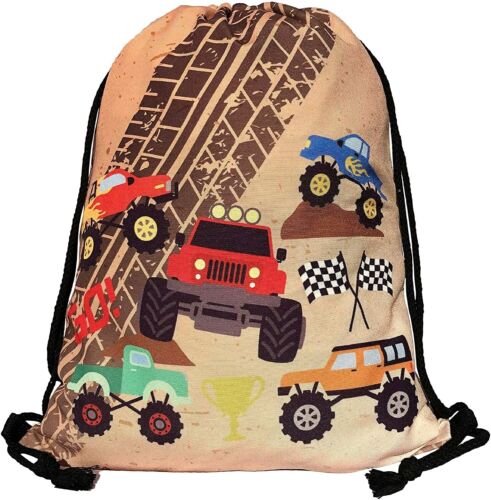 Toller brauner Kinderturnbeutel von Heckbo mit Monstertrucks