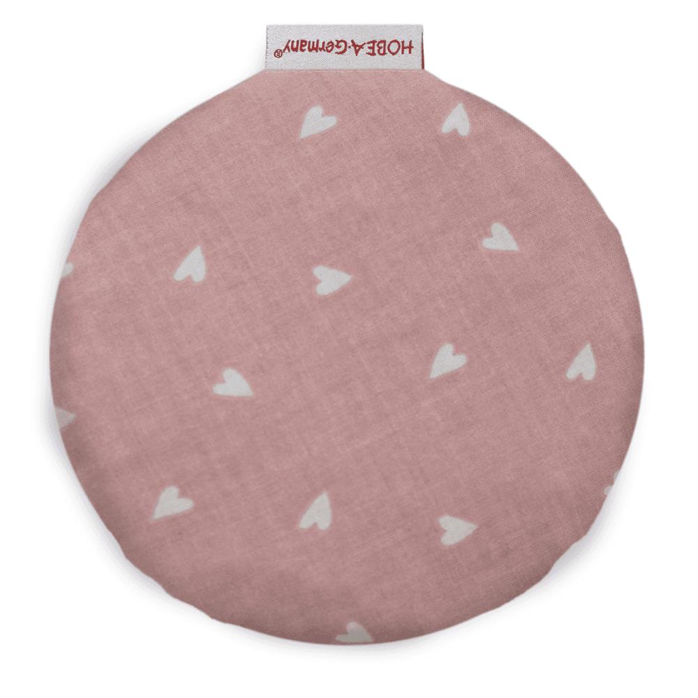 Schönes kleines Kirschkernkissen in altrosa mit Herzen