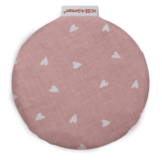 Schönes kleines Kirschkernkissen in altrosa mit Herzen