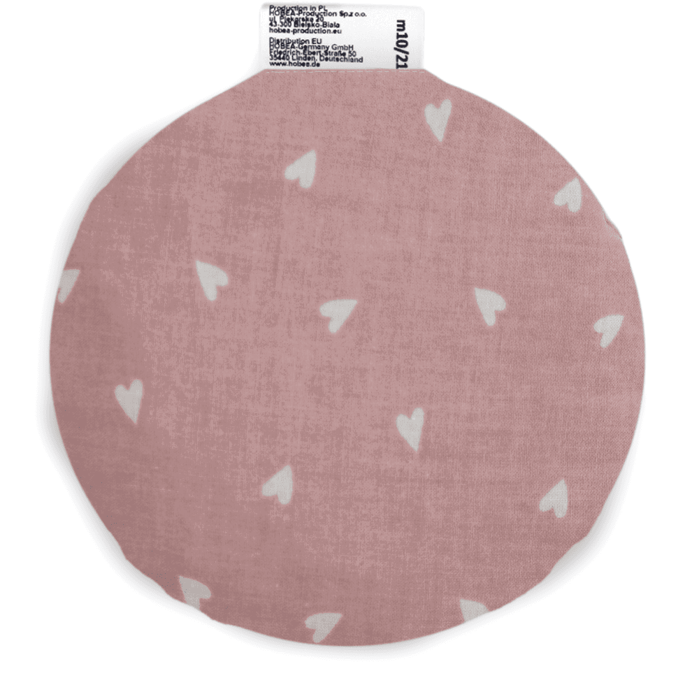 Schönes kleines Kirschkernkissen in altrosa mit Herzen