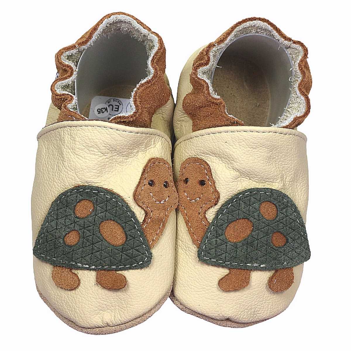 Hochwertige Krabbelschuhe mit Schildkröte in beige