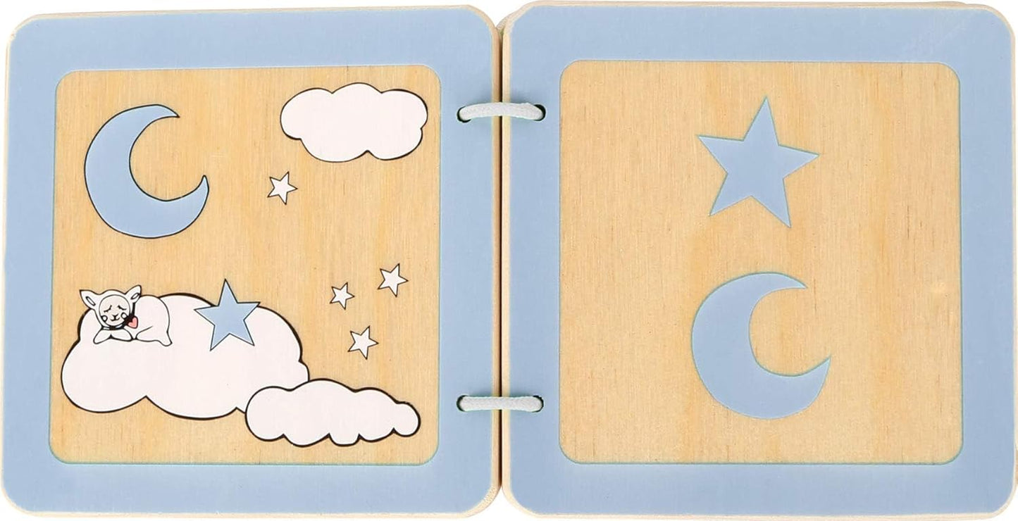 Erstes Holzbuch für die Kleinsten mit dem niedlichen Schaf Lotta die die Formen näher bringt