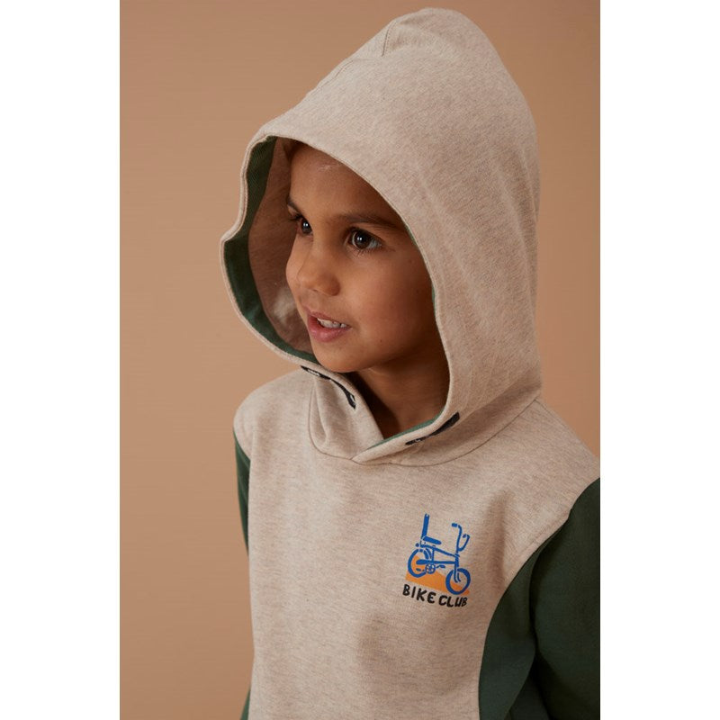 Cooler Hoody mit Kapuze in Sand Melange aus Bio-Baumwolle