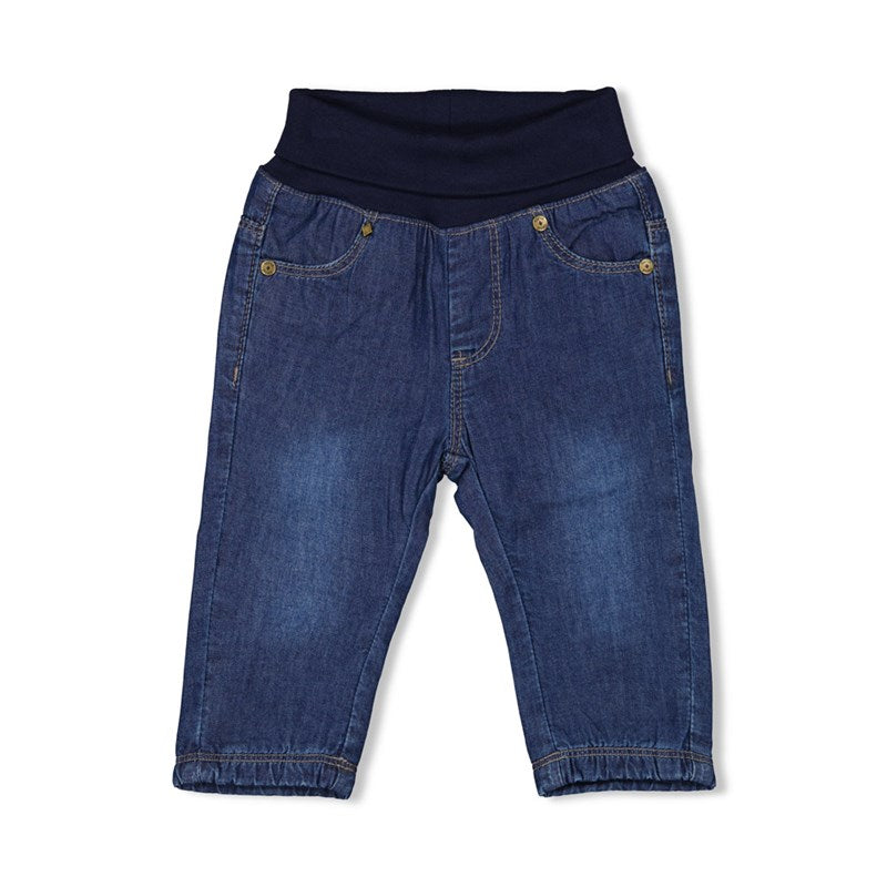 Süße weiche gefütterte Jeans mit Umschlagbund in blau