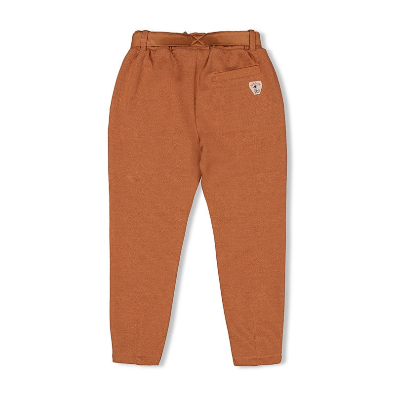 Glänzende Hose aus Bio-Baumwolle mit anpassbarem Bund in braun