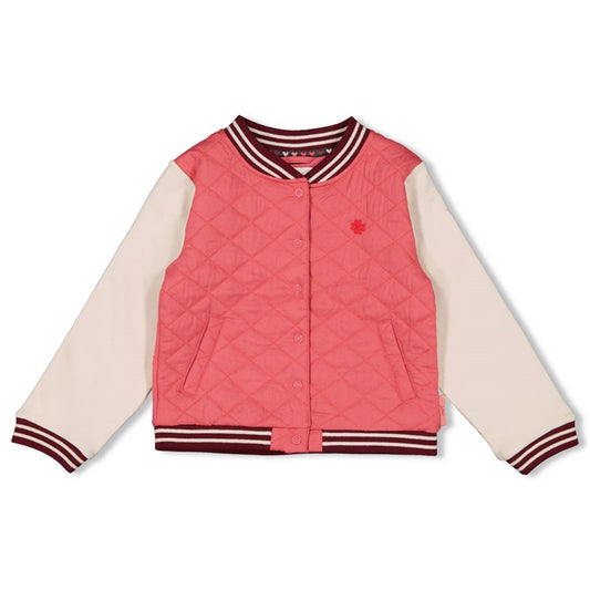 Schicke, gefütterte Blouson-Jacke in rosa mit Druckknöpfen und zwei Taschen