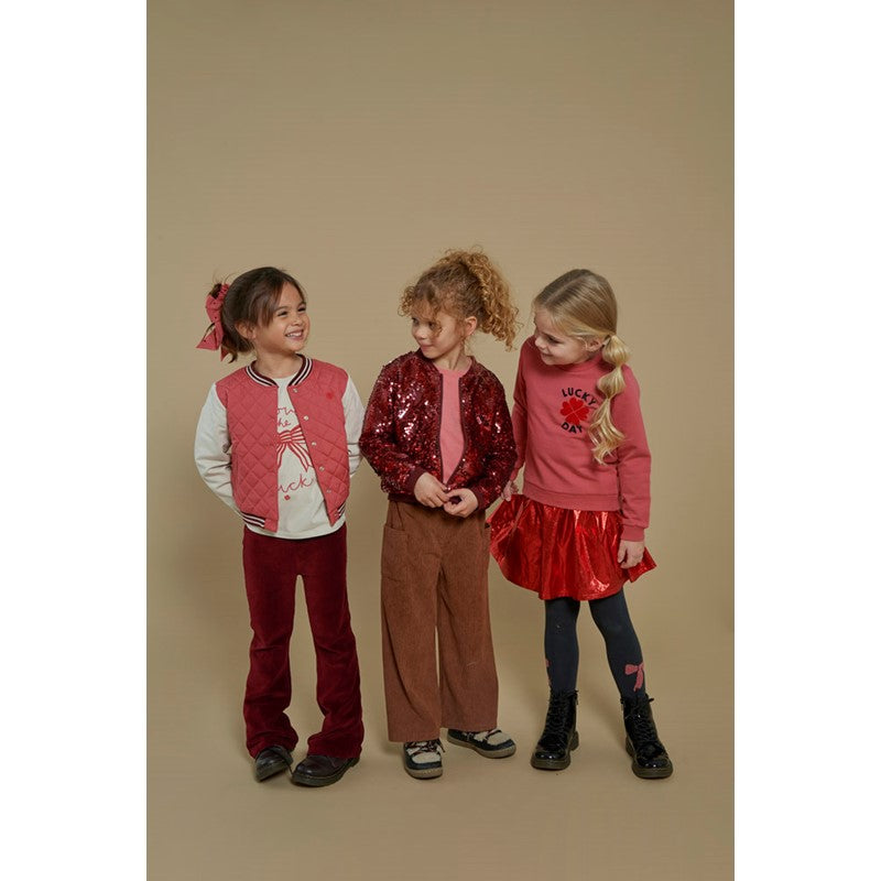 Schicke, gefütterte Blouson-Jacke in rosa mit Druckknöpfen und zwei Taschen