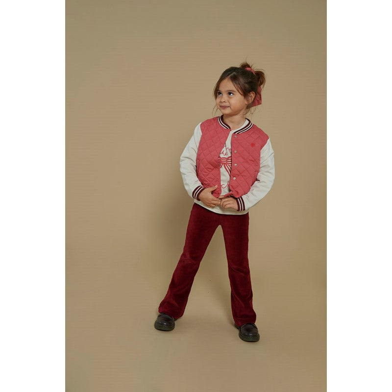 Schicke, gefütterte Blouson-Jacke in rosa mit Druckknöpfen und zwei Taschen