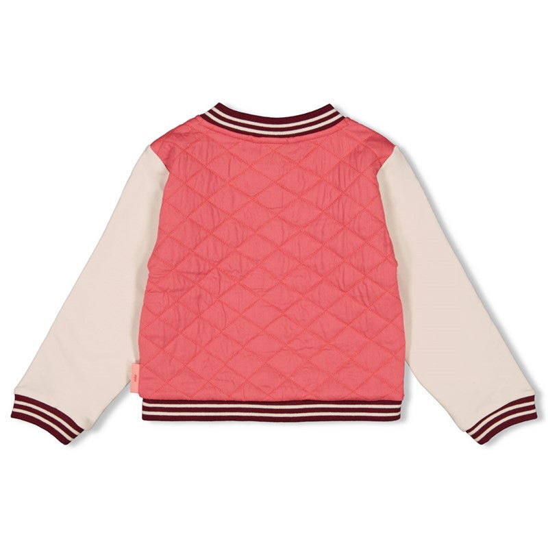 Schicke, gefütterte Blouson-Jacke in rosa mit Druckknöpfen und zwei Taschen