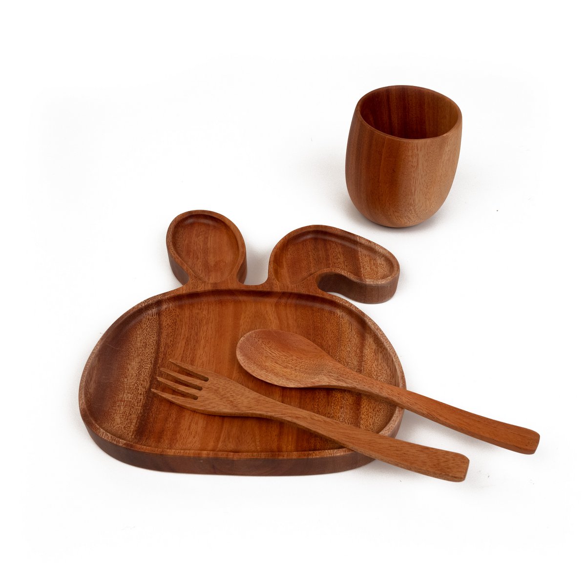 Khaya Woodware - Kinderteller "Hase" aus Khaya-Holz