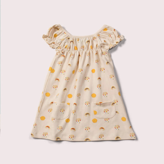 Schönes hochwertiges Sommerkleid mit Regenbögen aus Bio-Baumwolle 