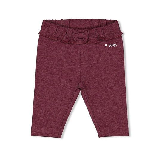 Süße Leggings in wunderschönem Wein Melange mit Schleife und Rüschen aus Bio-Baumwolle