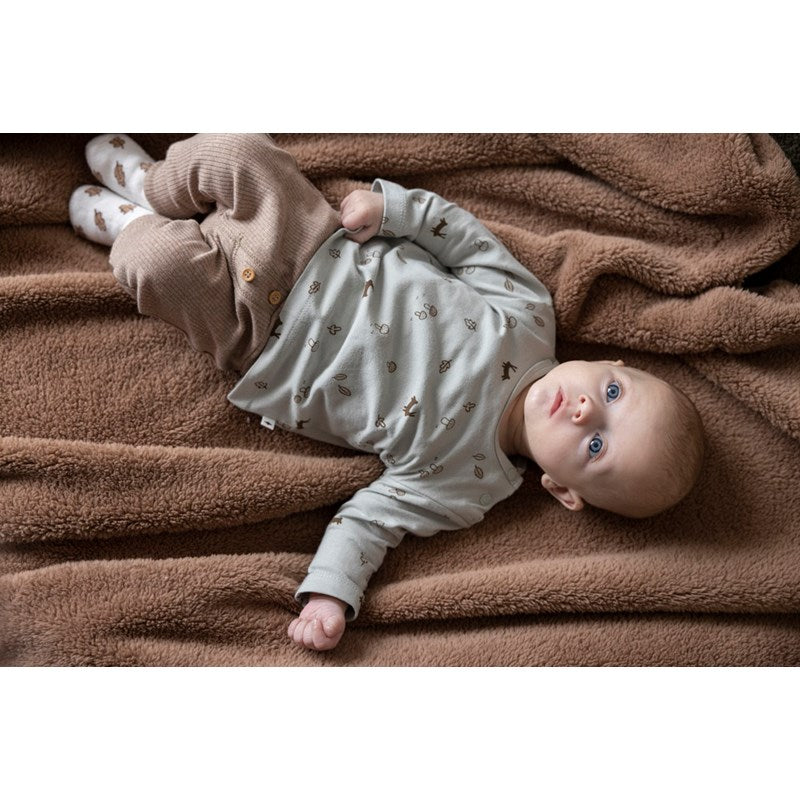 Schönes Longsleeve in mint mit Allover-Print mit Naturmotiven, Bio-Baumwolle