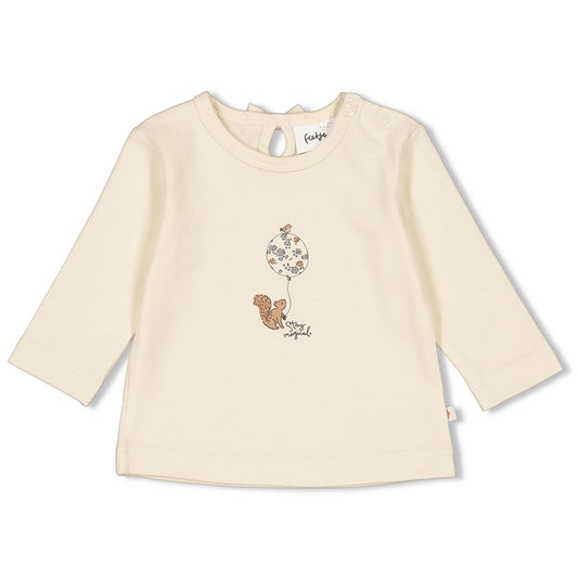 Schönes Longsleeve mit Eichhörnchen und Luftballom in Offwhite 