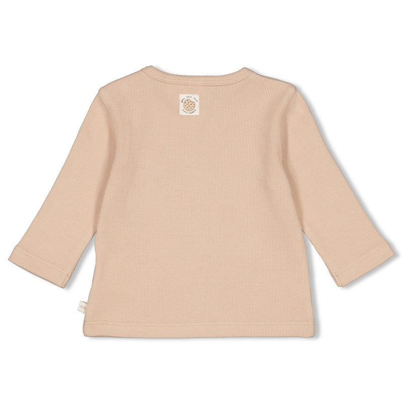 Süßes Longsleeve aus Bio-Baumwolle in Sand mit aufgestickten Keks
