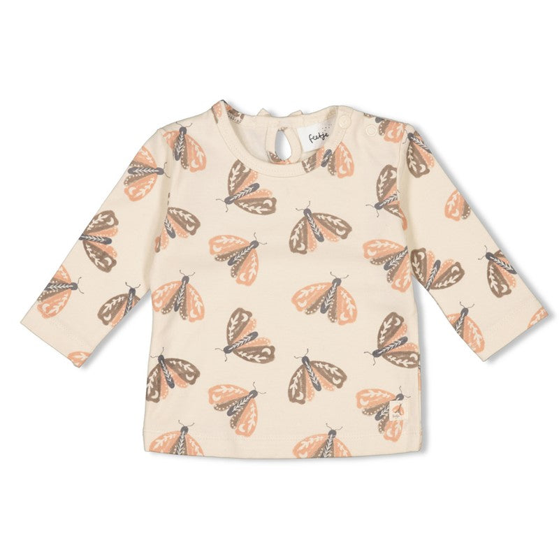 Hochwertiges Longsleeve in Offwhite mit All Over Print mit Motten 