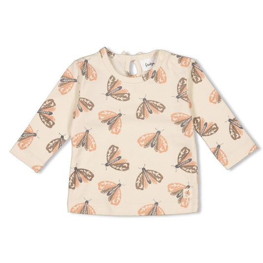 Hochwertiges Longsleeve in Offwhite mit All Over Print mit Motten 