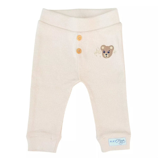 Hose in beige mit süßem Teddy und Zierknöpfen